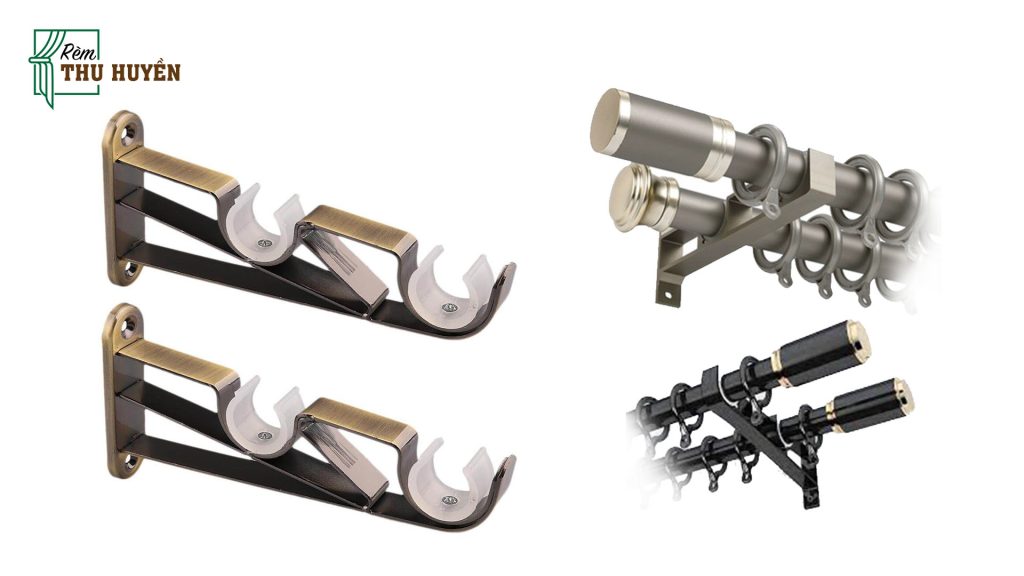 Móc đôi giá đỡ thanh rèm cửa cao cấp bằng kim loại – Rèm Thu Huyền