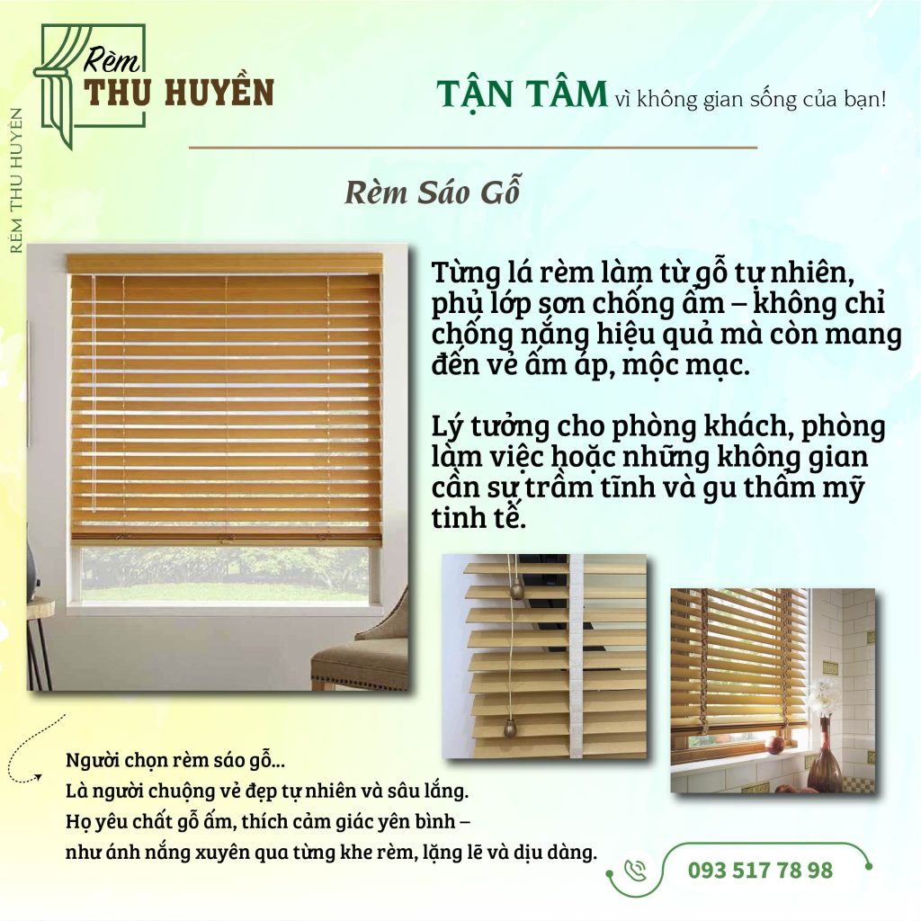 Rèm sáo gỗ cao cấp - Rèm Thu Huyền