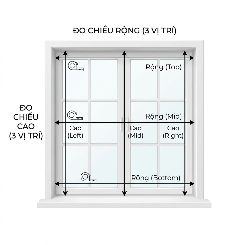 Cách đo kích thước rèm cửa tại nhà chuẩn xác 2026 2 Cách đo kích thước rèm cửa lọt lòng Inside Mount tại nhà